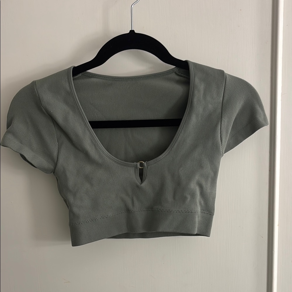 Aerie Green Fitted Cap Sleeve Bodysuit